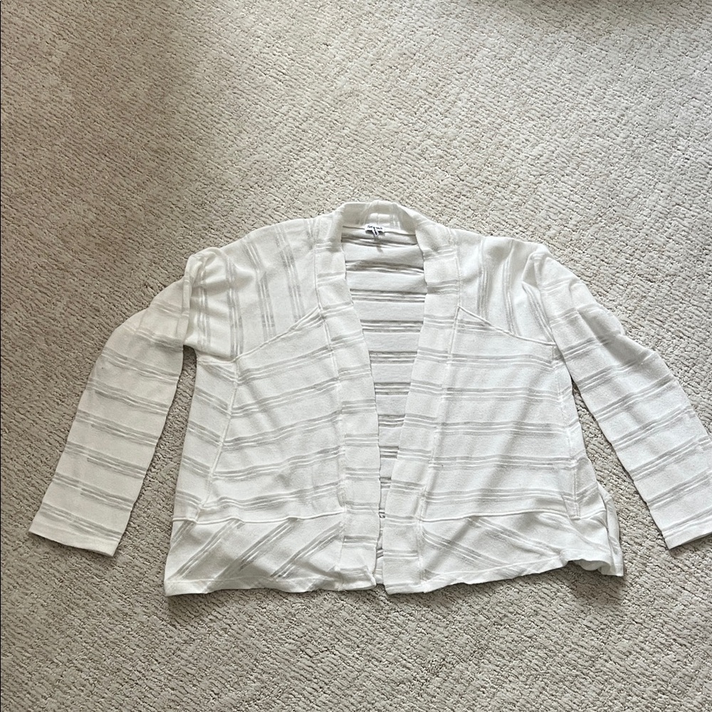 Splendid cotton cardigan with horizontal burn out stripes!
